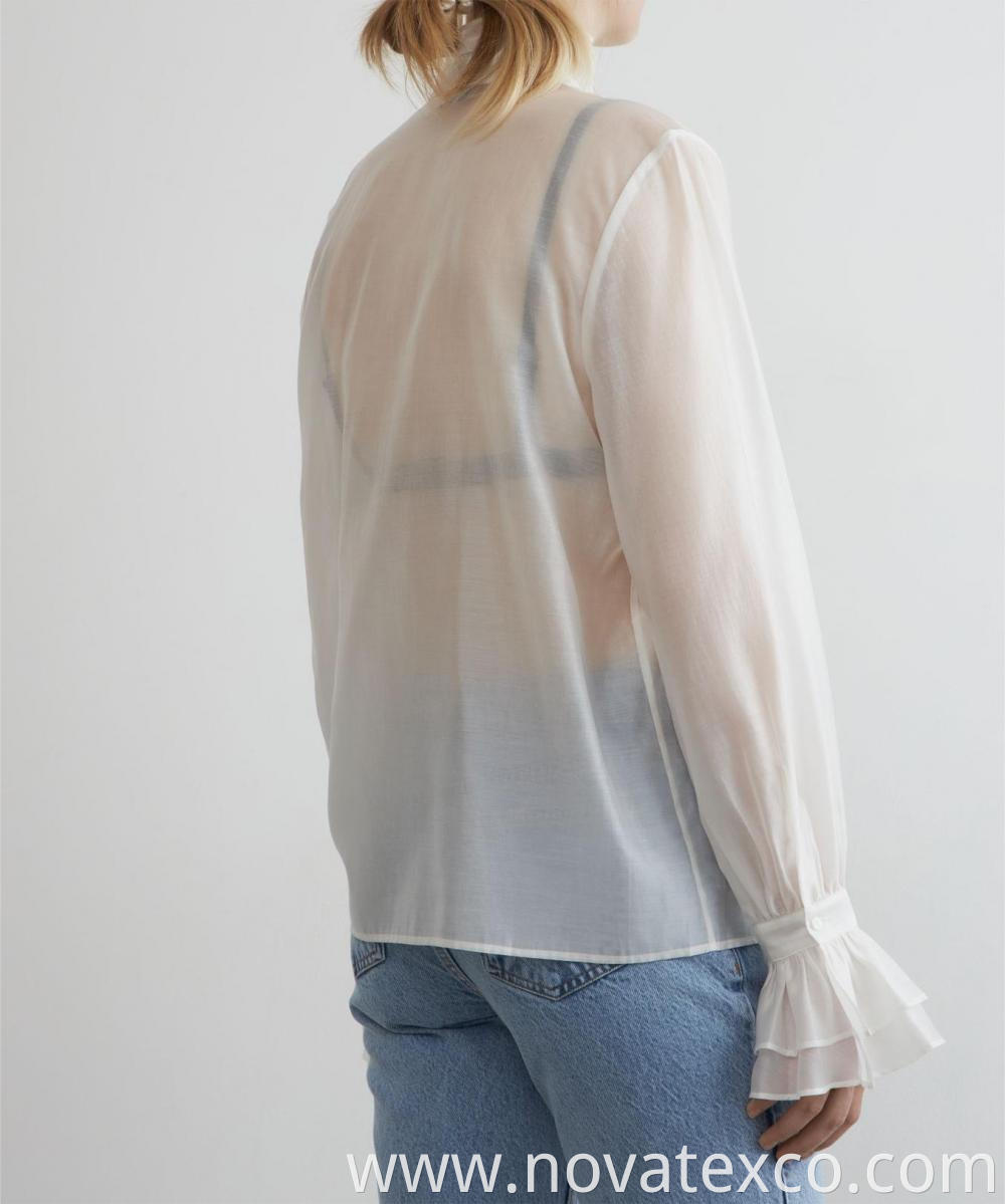 Sheer Breathable Stand Up Collar Top